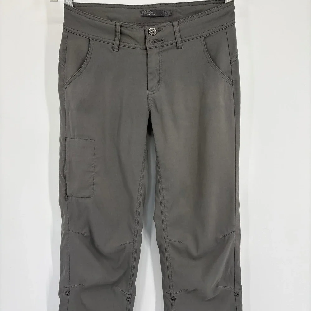 Prana Womens‎ Size 4 Gray Convertible Hiking Pants Roll Up Snap Outdoor Travel